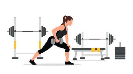Fototapeta premium Woman exercising with dumbbells in gym surroundings