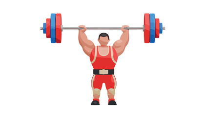 3d weightlifting athlete in red lifts barbell illustrating strength and fitness
