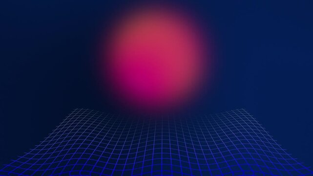 Synthetic mesh wave and the sun dark moody abstract cyber futurism background animation