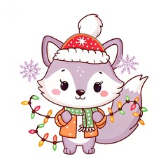 Christmas animal illustration