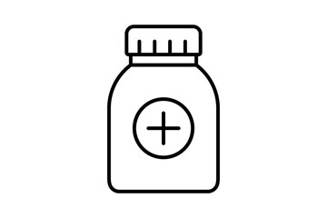 Medicine Bottle icon. Suitable for medical projects. Line icon, perfect for UI, mobile apps, websites, presentations, and infographics. Fully editable and optimized for digital and print use