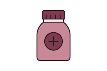 Medicine Bottle icon. Suitable for medical projects. Flat line icon, perfect for UI, mobile apps, websites, presentations, and infographics. Fully editable and optimized for digital and print use