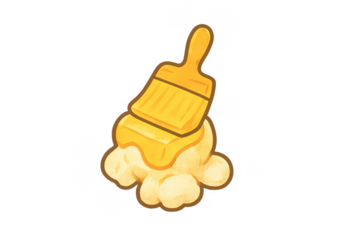 Popcorn kernel receiving brushstroke of melted butter