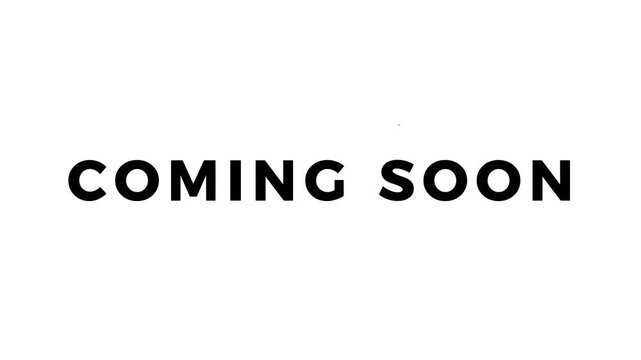 "Coming soon" text animation with Roll effect, thin montserrat exra bold typeface, 4K footage on white background.