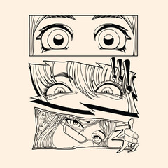 Anime Eyes Art Asset vector illustration