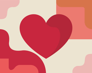 Abstract Valentine Love Background with Red Heart Shapes