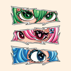 Anime Eyes Art Asset vector illustration