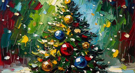 Festive christmas tree decoration with ornaments and transparent background