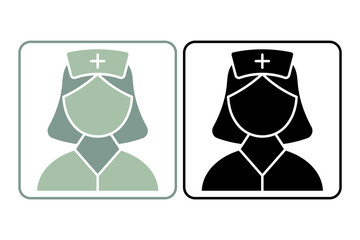 Nurse icon. Suitable for medical projects. Solid icon, perfect for UI, mobile apps, websites, presentations, and infographics. Fully editable and optimized for digital and print use