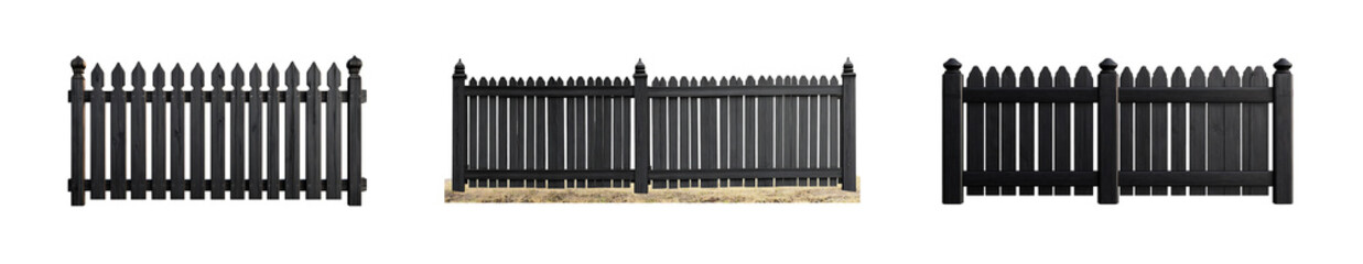 silhouettes of wooden picket fences in different designs png