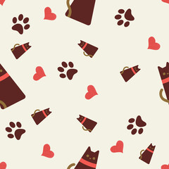 seamless pattern with hearts and cats