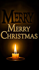 Warm Candlelight With Merry Christmas Greeting In Golden Glow For Holiday Card