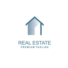 Clean geometric house logo design for property rental business.