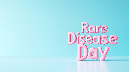Rare disease day: 3d pink text on light blue background