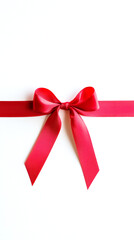 Elegant red ribbon bow on white background