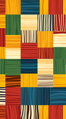 Colorful abstract geometric pattern with vibrant stripes and shapes