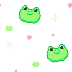 Frog Pixel Seamless Pattern, Background