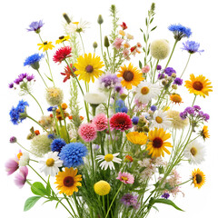 Wildflowers arrangement isolated on transparent background PNG