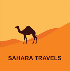 Camel silhouette in desert landscape for travel agency branding.
