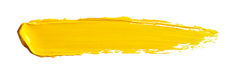 Yellow stroke of paint isolated on transparent background