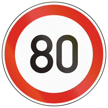 Road sign used in Hungary - Speed limit 80 kmh