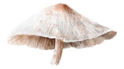 Fototapeta premium Delicate watercolor of a mushroom with detailed gills and soft earthy tones