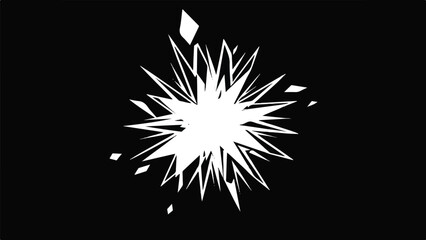 Explosion Effect Illustration on Black Background from Center Viewpoint