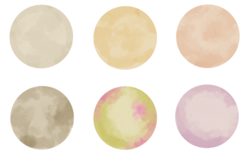 水彩ピンクベージュの淡い円セット