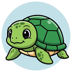 Fototapeta premium Cute turtle icon with green shell