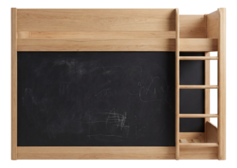 Loft bed with a chalkboard surface, inspiring creativity in a child's room.