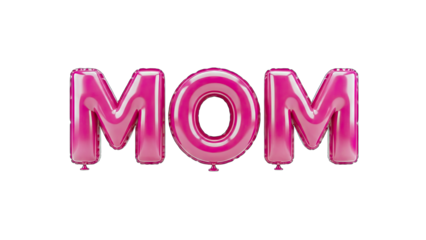 Pink MOM Balloons on White Background for Mother's Day