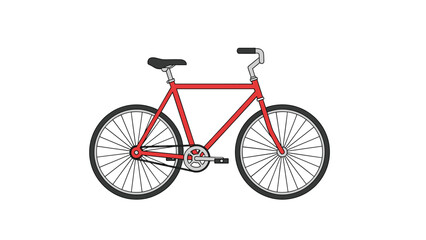 Fototapeta premium Simple illustration of a red bicycle with black tires and handlebars, perfect for representing cycling, transportation, or a healthy lifestyle.