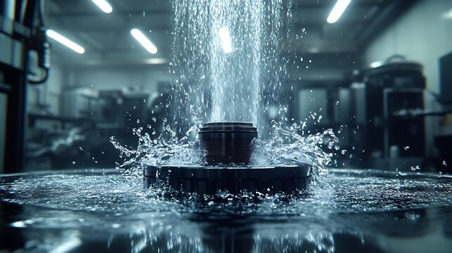 Machine part washed in water.