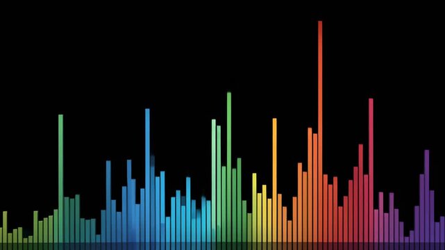 Audio Frequency Spectrum Analyzer with Multicolor Bars Jumping for Music Visualization