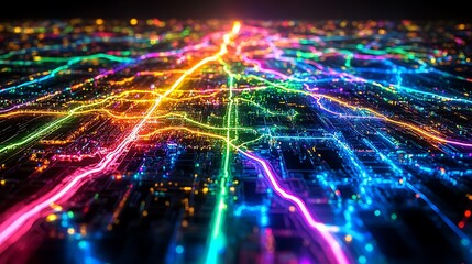 Neon Data Flowing Network.