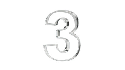 Shiny Number 3 Isolated on White Background