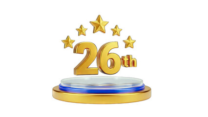 Golden 26th Anniversary Celebration on a Podium