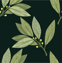 A branch of blooming laurel seamless pattern.