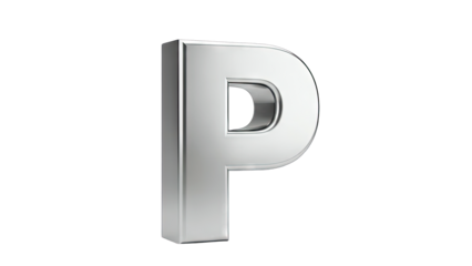 Shiny Silver Letter P Isolated on White Background