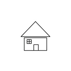 Simple house outline icon, minimalist residential building vector illustration of a home with a triangular roof.