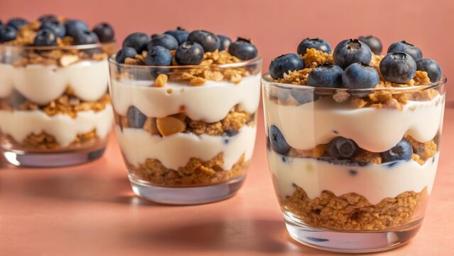 Layered parfait dish with yogurt