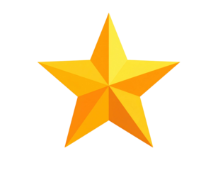 A brilliant, faceted five-pointed star with a luminous gold hue