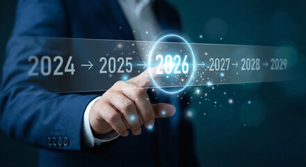Selecting the year 2026 on a digital interface