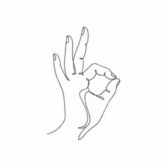Minimalist Line Art of a Hand Showing the OK Gesture.