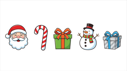 Santa Claus, Snowman and Gift Box Stickers &ndash; Christmas Set