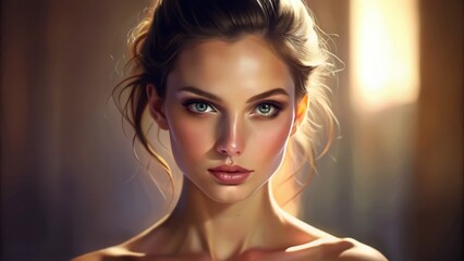 Stunning young woman with flawless skin and subtle