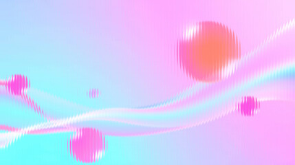 Vibrant abstract background with colorful waves and orbs in pink, blue, and orange hues