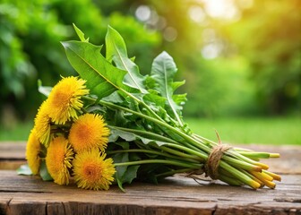 Fresh dandelion greens bunch