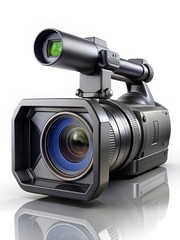High-tech digital video camera with sleek design and advanced features on a clean white background