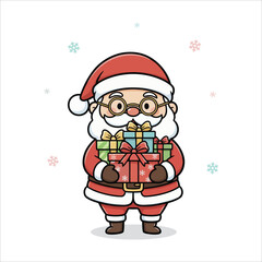 Santa Holding Christmas Presents &ndash; Festive Holiday Character